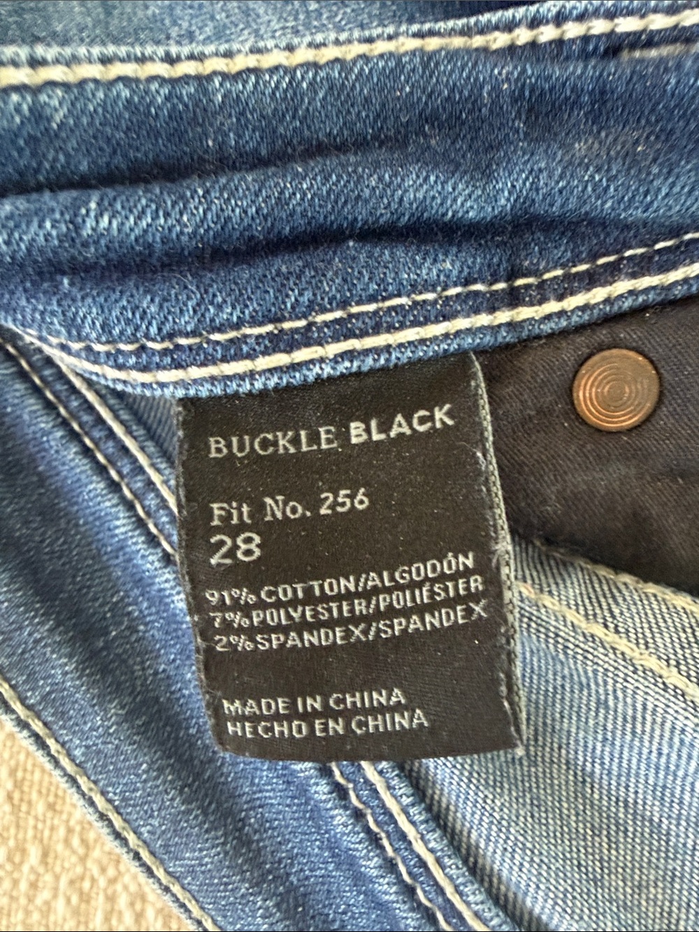 Buckle Skinny Jeans in Medium Blue Wash with Distressed Hem - Picture 5 of 5